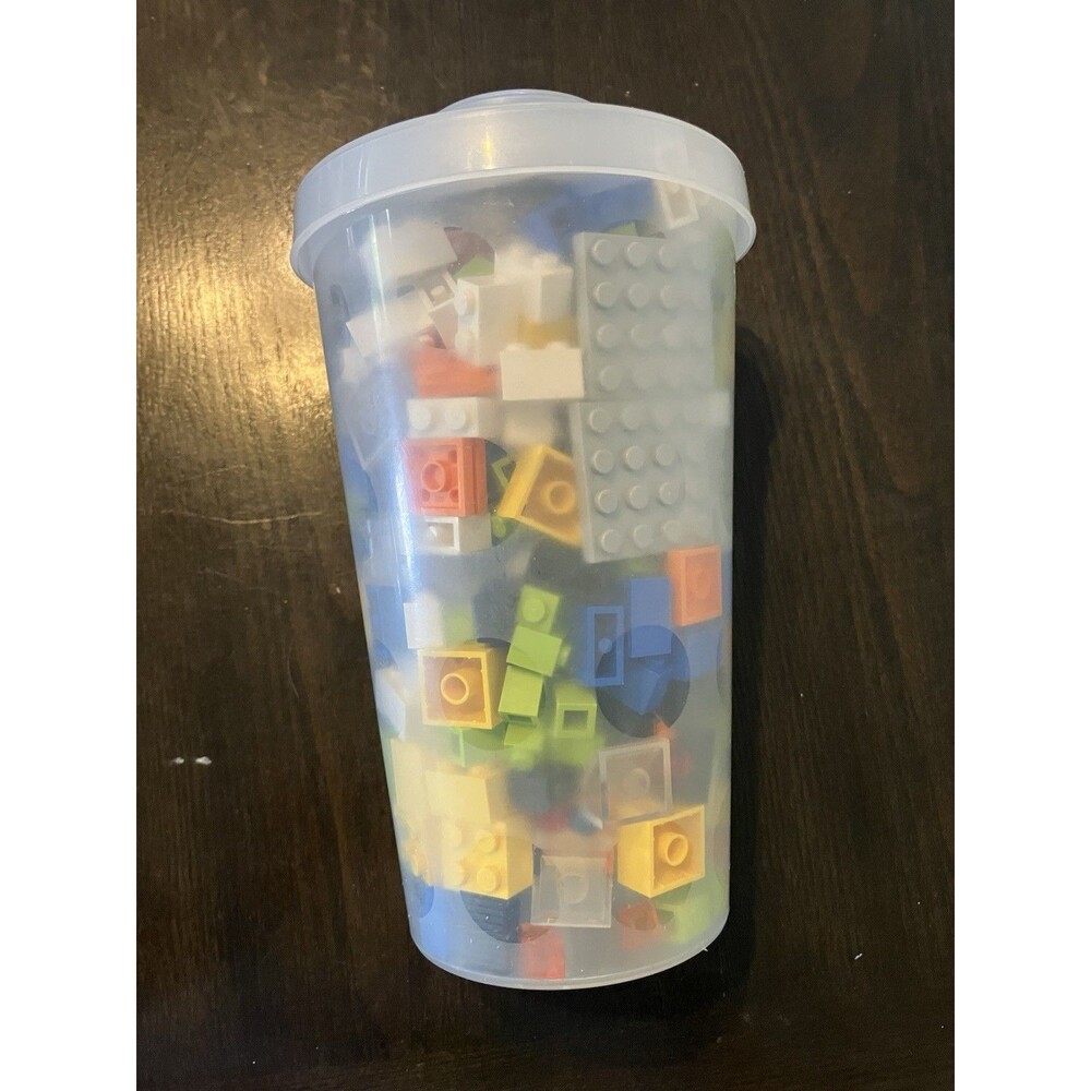 LEGO pick a brick cup With Assorted Lego Pieces - build; blocks; retro toys